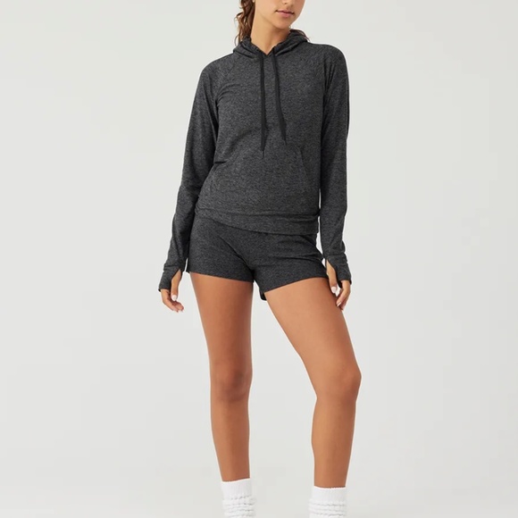 Outdoor Voices All Day CloudKnit Hoodie M charcoal loungewear with thumb holes - Picture 3 of 9